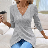 Perfee Surplice Long Sleeve T-Shirt Trendsi