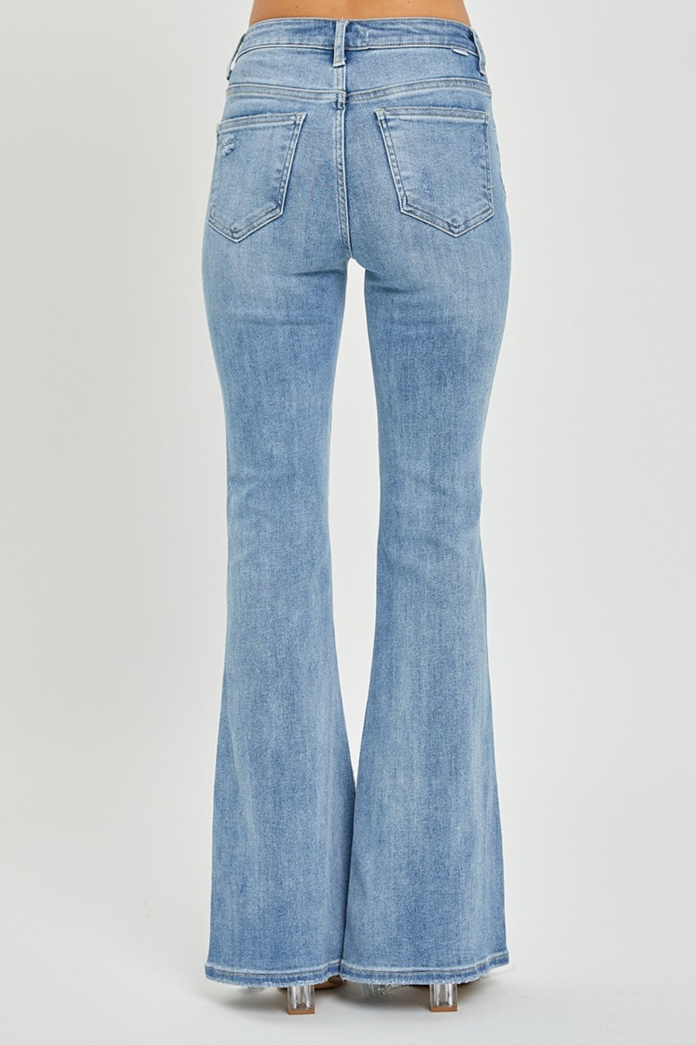 Risen Full Size High Rise Frayed Hem Flare Jeans Trendsi