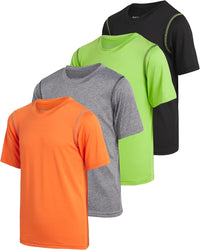 Boys’ Athletic T-Shirt – 4 Pack Active Performance Dry-Fit Sports Tee (4-18)