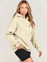 Dropped Shoulder Long Sleeve Hoodie Trendsi