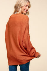 Haptics Full Size Side Slit Texture Asymmetric Sweater Trendsi