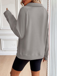 Ivy Lane Half Zip Raglan Sleeve Sweatshirt Trendsi