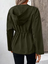 Drawstring Zip Up Hooded Jacket Trendsi