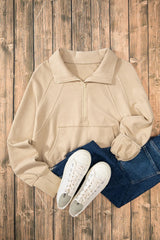 Half Zip Long Sleeve Sweatshirt Trendsi