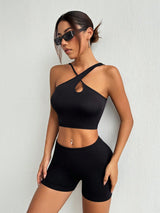 Crisscross Cutout Crop Active Tank Trendsi