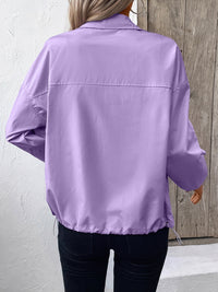 Pocketed Zip Up Long Sleeve Jacket Trendsi