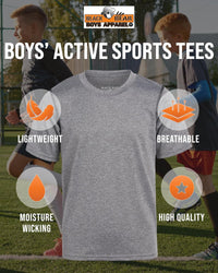 Boys’ Athletic T-Shirt – 4 Pack Active Performance Dry-Fit Sports Tee (4-18)