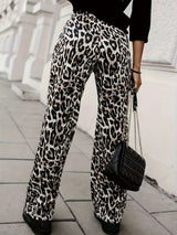 Full Size Animal Print Elastic Waist Pants Trendsi