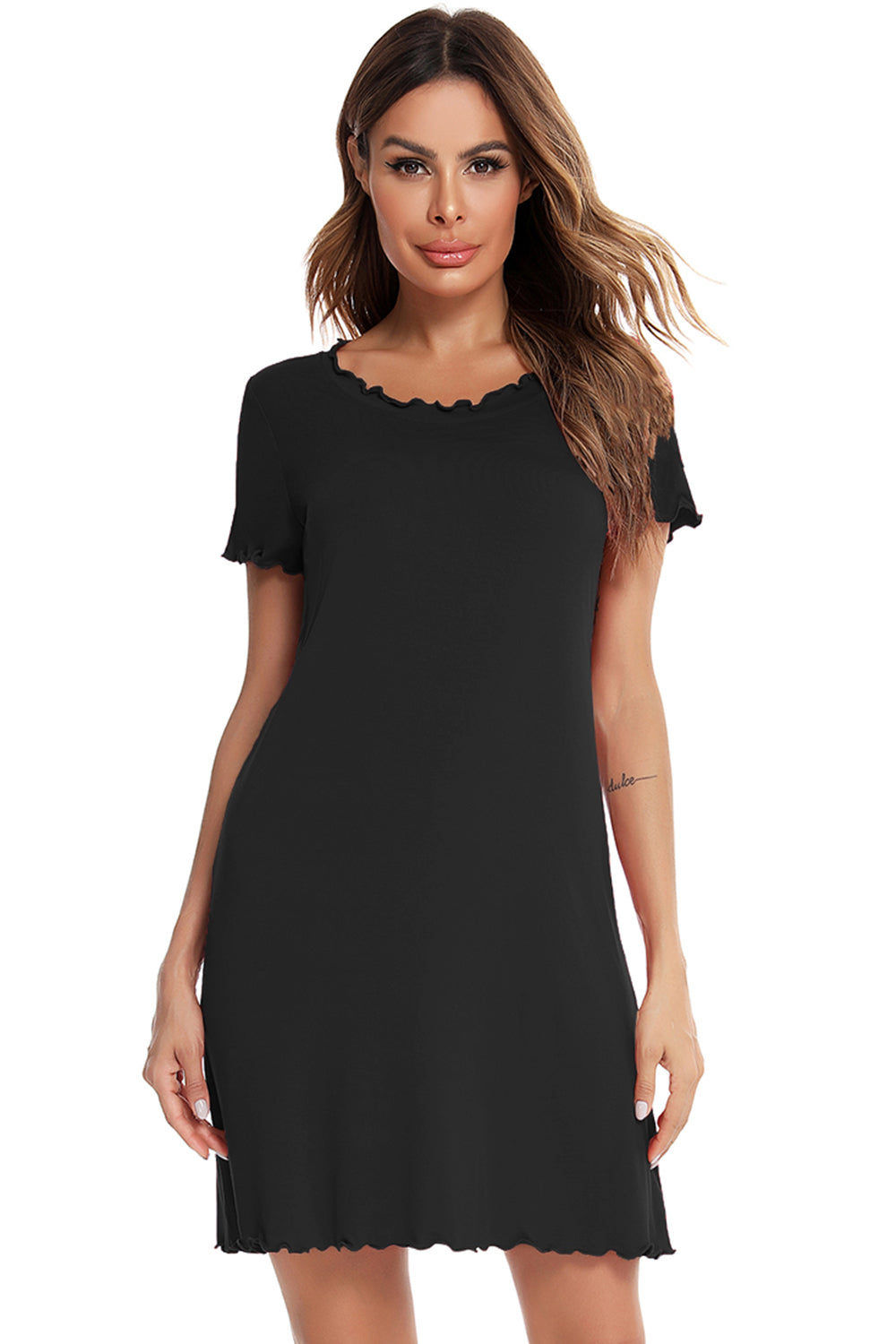 Round Neck Short Sleeve Lounge Dress Trendsi