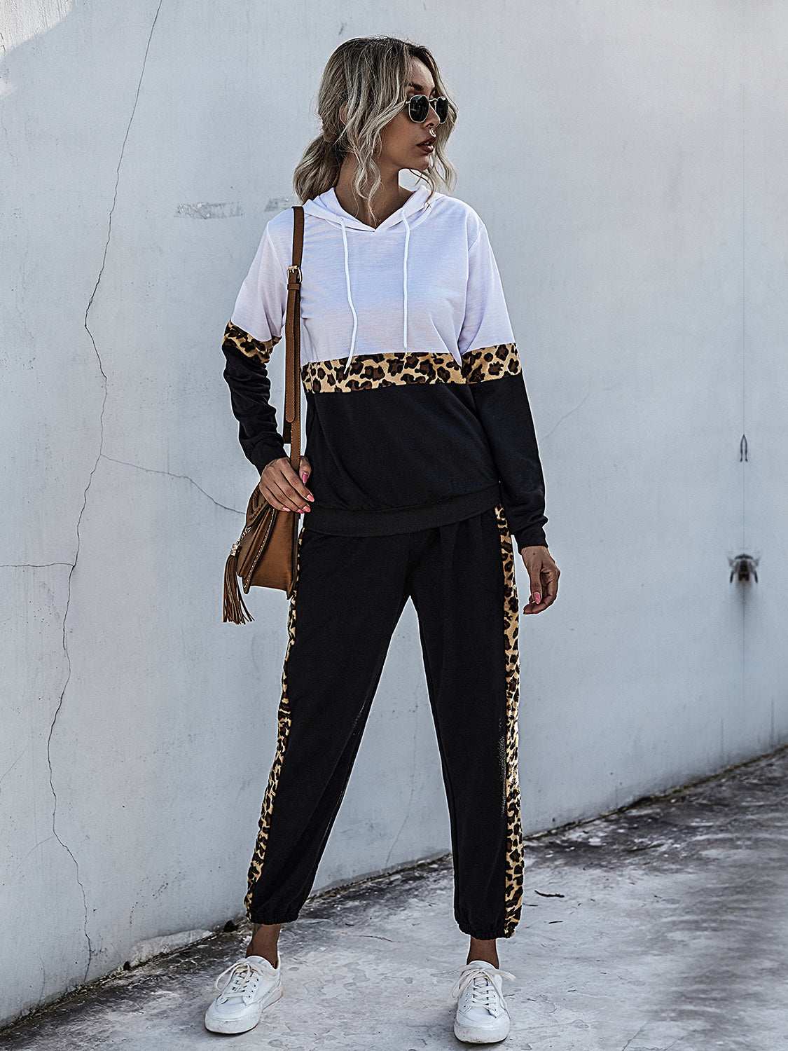 Perfee Contrast Long Sleeve Hooded Top and Joggers Set Trendsi