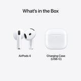 Apple AirPods 4 Wireless Earbuds, Bluetooth Headphones, Personalized Spatial Audio, Sweat and Water Resistant, USB-C Charging Case, H2 Chip, Up to 30 Hours of Battery Life, Effortless Setup for iPhone Apple