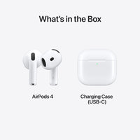 Apple AirPods 4 Wireless Earbuds, Bluetooth Headphones, Personalized Spatial Audio, Sweat and Water Resistant, USB-C Charging Case, H2 Chip, Up to 30 Hours of Battery Life, Effortless Setup for iPhone Apple