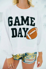 GAME DAY Round Neck Long Sleeve Sweatshirt Trendsi