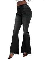 Raw Hem Flare Jeans with Pockets Trendsi