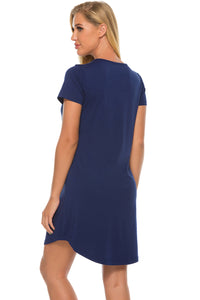 Graphic Round Neck Short Sleeve Lounge Dress Trendsi