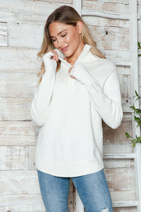 Half Zip Long Sleeve Knit Top Trendsi