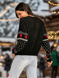 Perfee Christmas Element Round Neck Sweater Trendsi