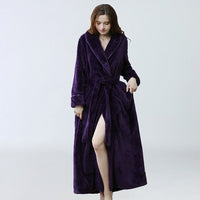 Women Winter Extra Long Robe Soft Warm Plus Size Flannel Peignoir Preg