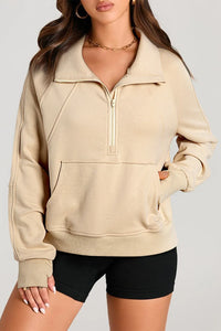 Half Zip Long Sleeve Sweatshirt Trendsi