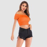 Perfee Smocked Off-Shoulder Short Sleeve Top Trendsi