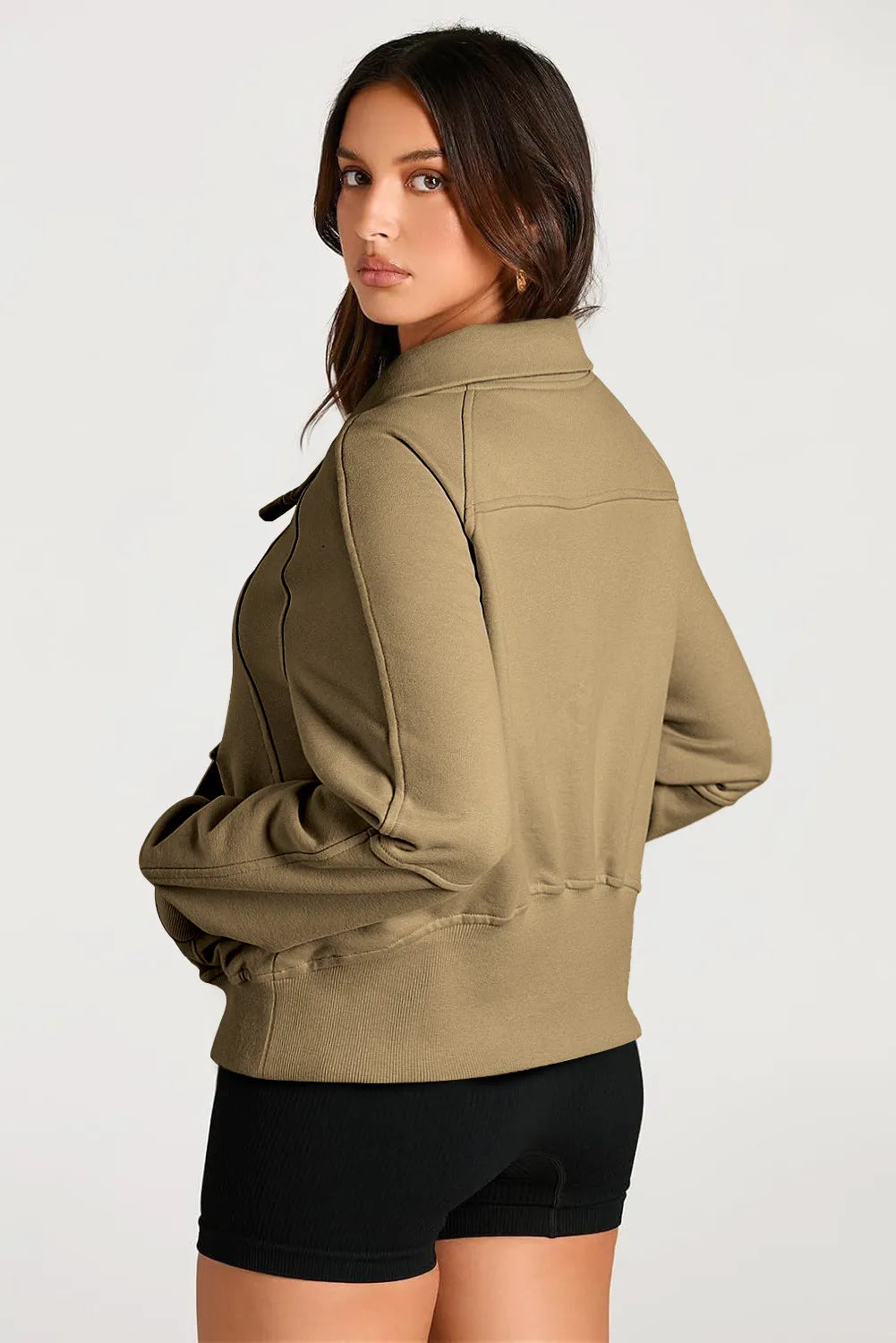 Half Zip Long Sleeve Sweatshirt Trendsi