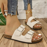 Open Toe Double Buckle Sandals Trendsi