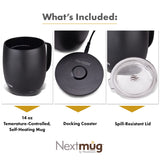 Nextmug - Temperature-Controlled, Self-Heating Coffee Mug (Black - 14 oz.) Nextmug by Nextboom