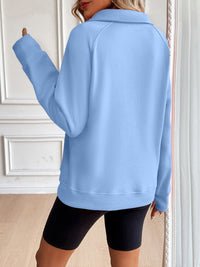 Ivy Lane Half Zip Raglan Sleeve Sweatshirt Trendsi