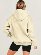 Dropped Shoulder Long Sleeve Hoodie Trendsi