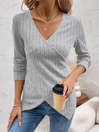 Perfee Surplice Long Sleeve T-Shirt Trendsi