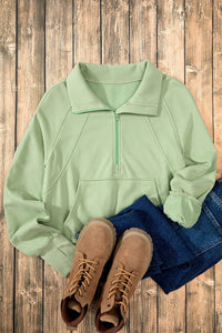 Half Zip Long Sleeve Sweatshirt Trendsi