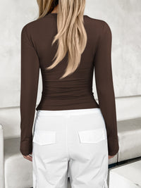 Lovelet V-Neck Long Sleeve T-Shirt Trendsi