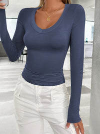 Lovelet V-Neck Long Sleeve T-Shirt Trendsi