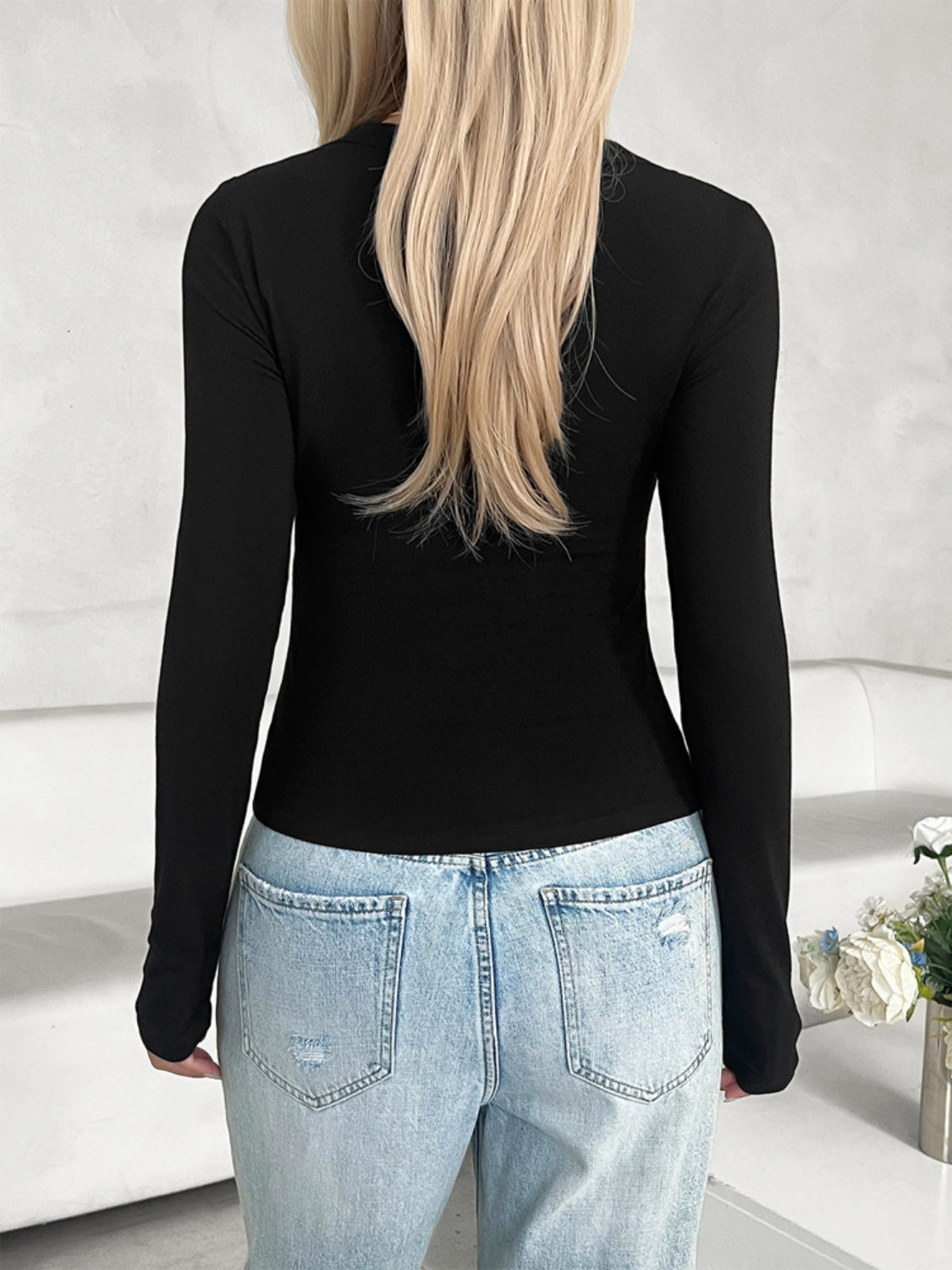 Lovelet V-Neck Long Sleeve T-Shirt Trendsi