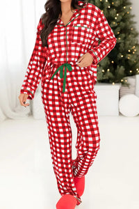 Contrast Piping Plaid Top and Pants Lounge Set Trendsi