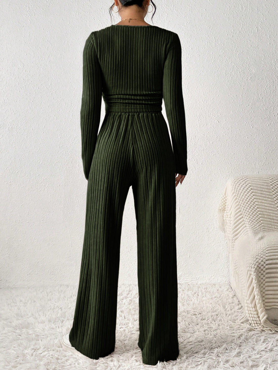 Scoop Neck Long Sleeve Top and Pants Set Trendsi