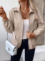 Pocketed Zip Up Long Sleeve Jacket Trendsi