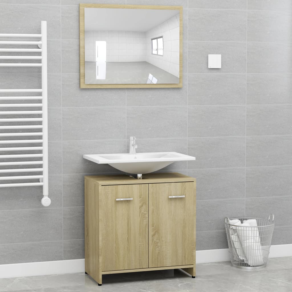 Bathroom Furniture Set White Chipboard Emerald Ares