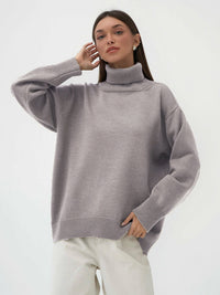 Turtleneck Long Sleeve Sweater Trendsi