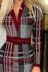 Printed Notched Long Sleeve Wrap Dress Trendsi