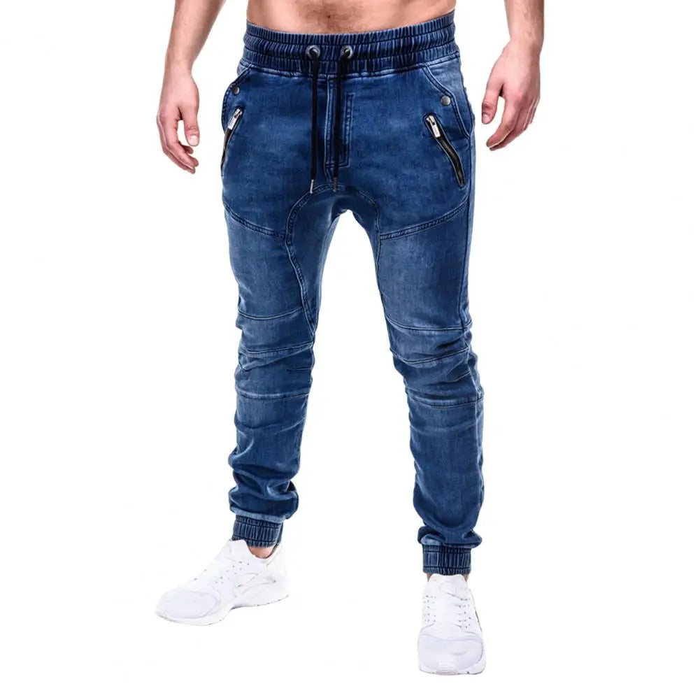 Men's Outdoor Summer Riding Jeans Motorpoof Jeans Skinny Jeans Fashion Pockets Denim Pencil Pants Ankle Tied Denim Trousers AliExpress