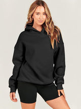 Dropped Shoulder Long Sleeve Hoodie Trendsi