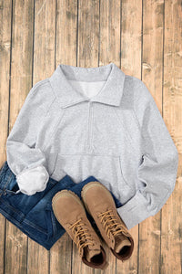 Half Zip Long Sleeve Sweatshirt Trendsi