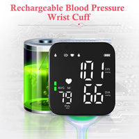 Blood Pressure Monitor, Wrist Pressure LCD Display Automatic Voice Pulsometer Sphygmomanometer, Rechargable Heart Health BP Monitor for Home Travel Use,White