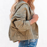 Hooded Dropped Shoulder Denim Jacket Trendsi