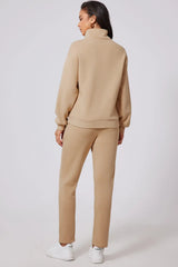 Half Snap Turtleneck Top and Pants Active Set Trendsi