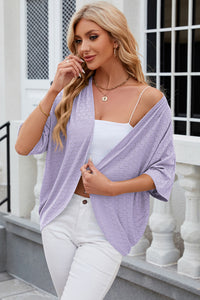 Eyelet Open Front Half Sleeve Cardigan Trendsi