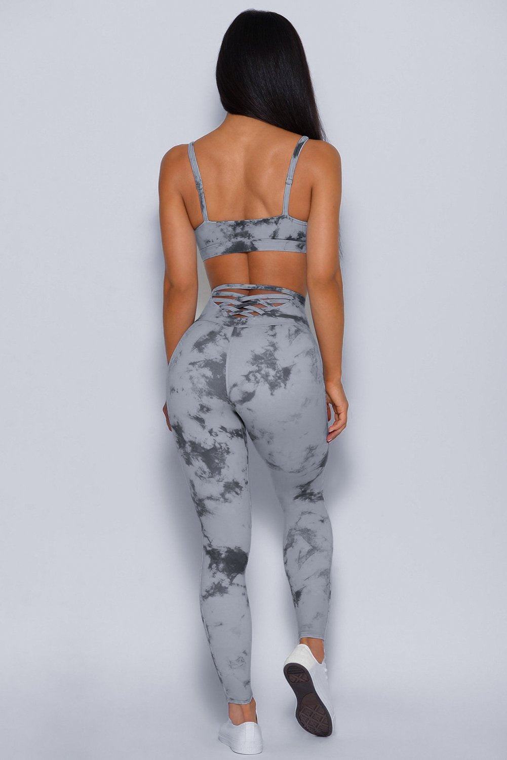 Tie-dye Crisscross Sport Bra and Leggings Set Jade