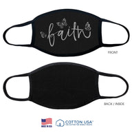 FAITH  BLACK - 100% COTTON FACE MASK