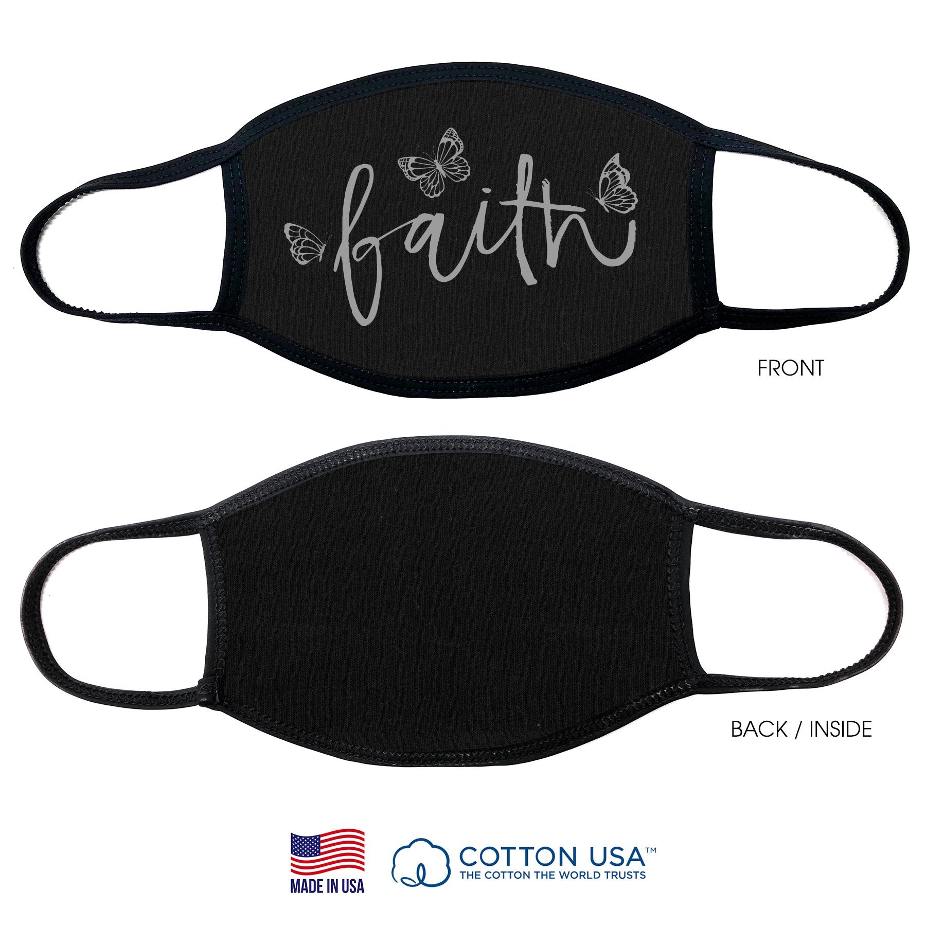 FAITH  BLACK - 100% COTTON FACE MASK